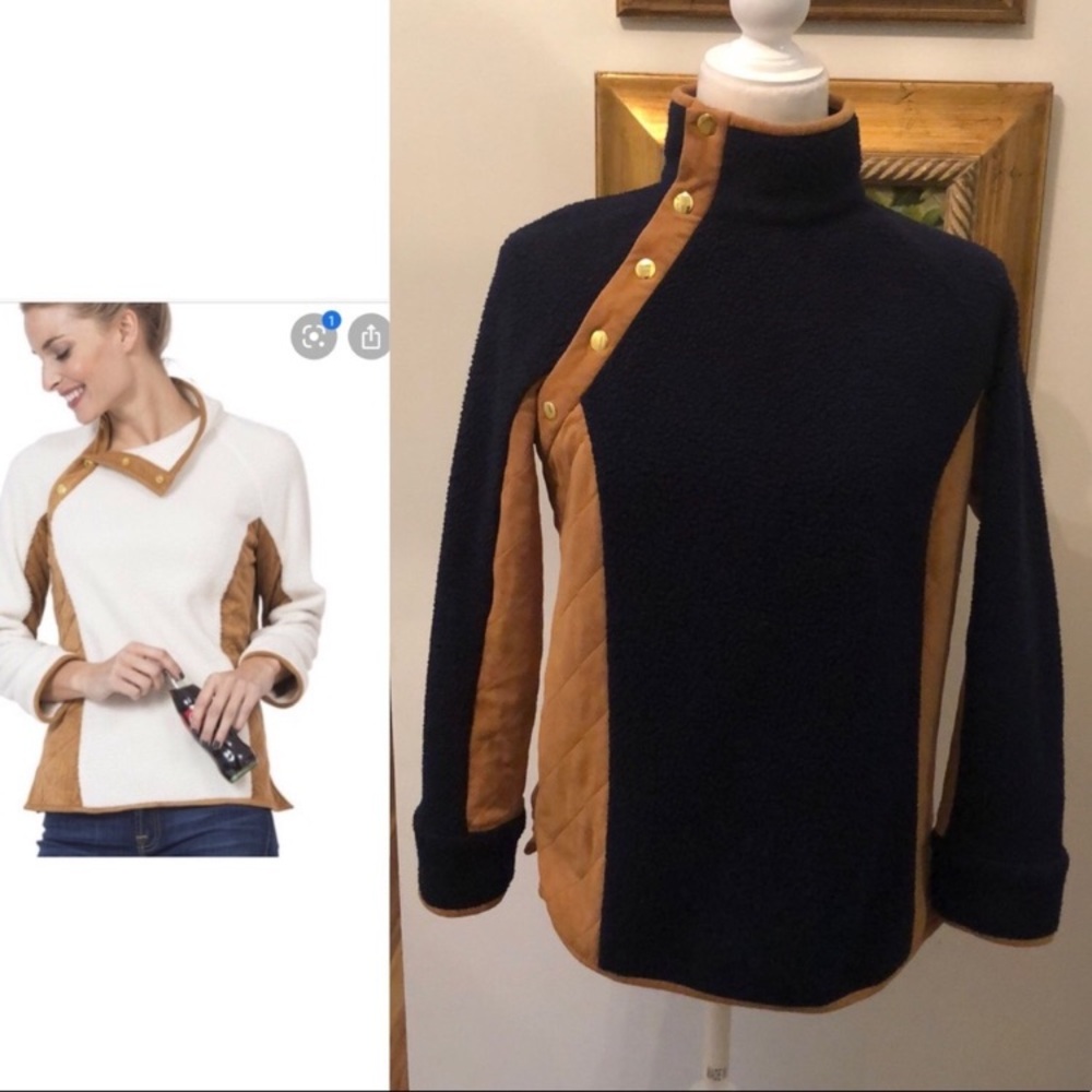 Sail to Sable navy/tan Sherpa pullover